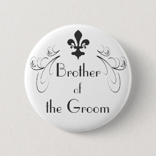 Macaron Rond 5 Cm Decorative Fleur de Lis Brother de bouton de marié