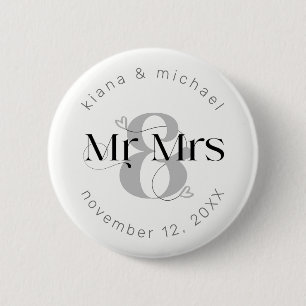Macaron Rond 5 Cm Decorative Modern Wedding Mr & Mrs ID887
