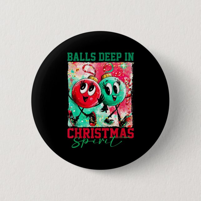 Macaron Rond 5 Cm Deep In Christmas Srit Christmas Humorous Festive  (Devant)