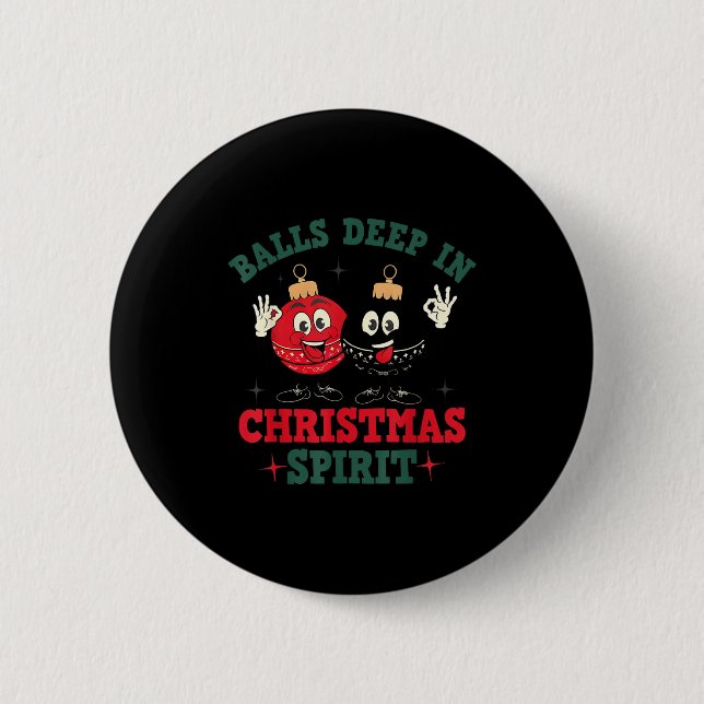 Macaron Rond 5 Cm Deep In Christmas Srit Christmas Humorous Festive  (Devant)