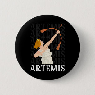 Macaron Rond 5 Cm Déesse Artémis De La Chasse Et Mythe Grec De La Lu