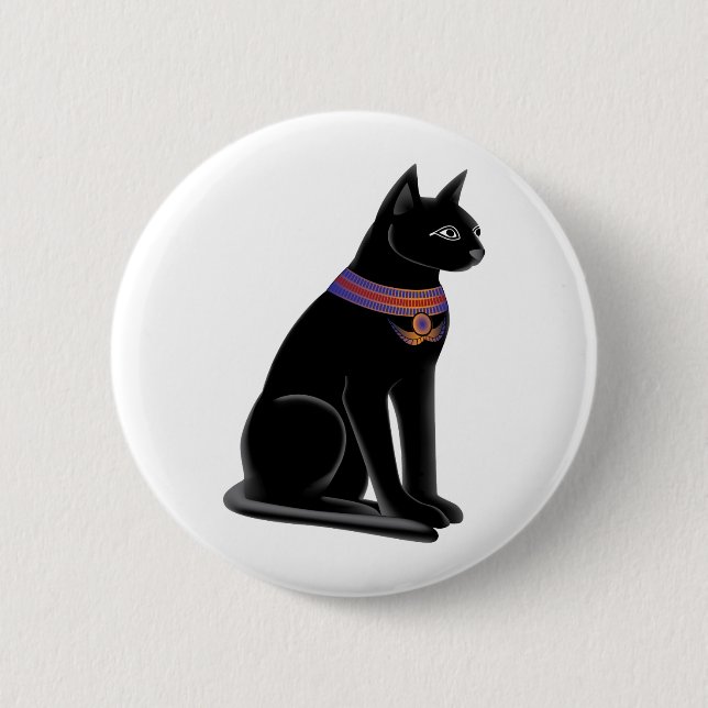 Macaron Rond 5 Cm Déesse Bastet de chat égyptien (Devant)