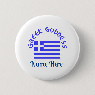 Macaron Rond 5 Cm Déesse grecque et drapeau de la Grèce personnalisé