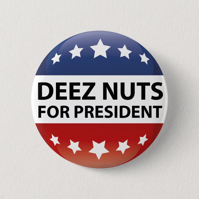 Macaron Rond 5 Cm Deez Nuts Pour Le Président (Devant)