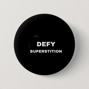 Macaron Rond 5 Cm Défier la superstition Chat noir effrayant Amusant
