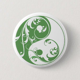 Macaron Rond 5 Cm Défilement Yin & Yang (vert)