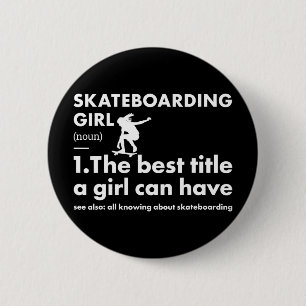 Macaron Rond 5 Cm Définition de fille sportive Skateboard