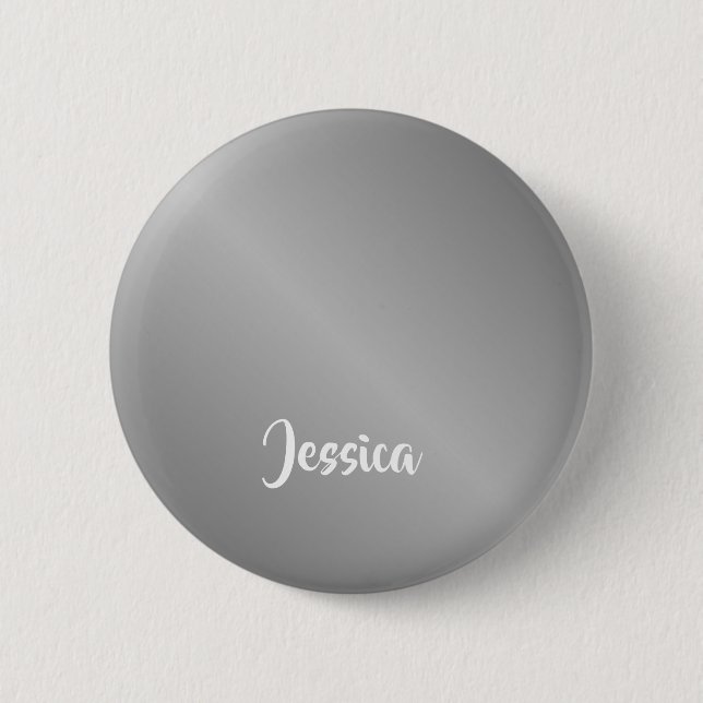 Macaron Rond 5 Cm dégradé d'argent de nom personnalisé (Devant)