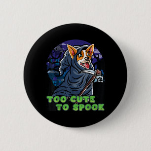 Macaron Rond 5 Cm Déguisement Corgi Happy Halloween Grim Reaper