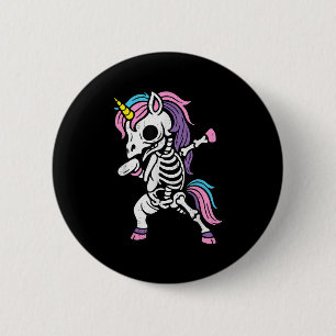 Macaron Rond 5 Cm Déguisement de licorne squelette faisant le dab po