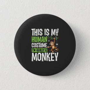 Macaron Rond 5 Cm Déguisement de singe drôle vecteur Halloween