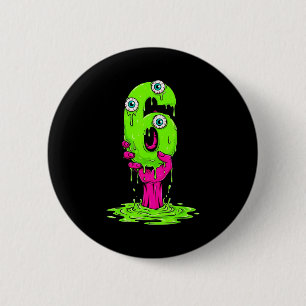 Macaron Rond 5 Cm Déguisement Halloween drôle numéro 67 Six Mème pou