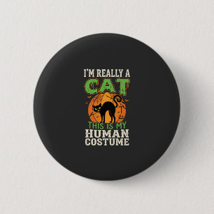 Macaron Rond 5 Cm Déguisement Humain Chat Halloween Création Drôle