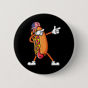 Macaron Rond 5 Cm Délicieux hot-dog du 4 juillet Drapeau américain I