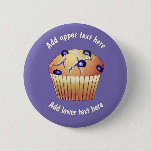 Macaron Rond 5 Cm Délicieux muffin bleuet sur violet - Votre texte (Devant)