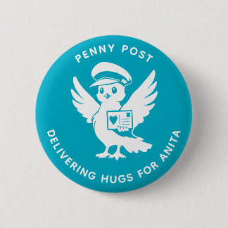 Macaron Rond 5 Cm Delivering Hugs Penny Post Bird