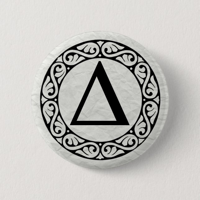 Macaron Rond 5 Cm Delta de lettre d'alphabet grec (Devant)