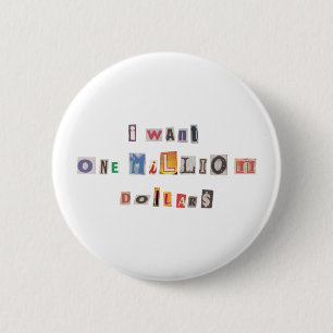 Macaron Rond 5 Cm Demande Drôle Pour De L'Argent Ransom Note Collage
