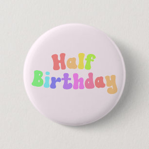 Macaron Rond 5 Cm Demi-anniversaire 1/2 Anniversaire Rétro 70's