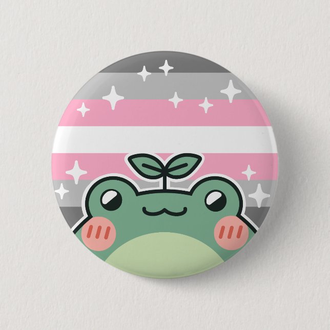 Macaron Rond 5 Cm Démigirl LGBT Pride Drapeau Grenouille (Devant)