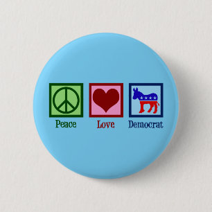 Macaron Rond 5 Cm Démocrate de Peace Love