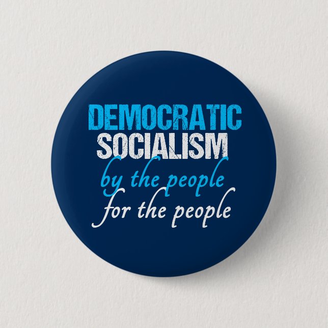 Macaron Rond 5 Cm Démocratie sociale | Socialisme démocratique (Devant)