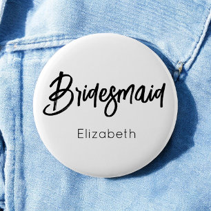Macaron Rond 5 Cm Demoiselle d'honneur Bouton Mariage Noir Blanc