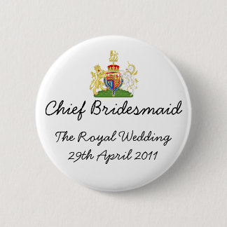 Macaron Rond 5 Cm Demoiselle d'honneur en chef - insigne royal de