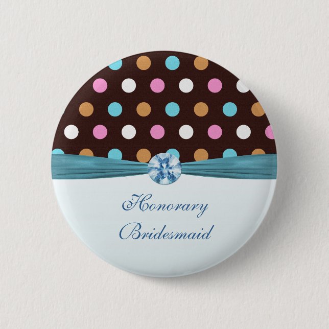 Macaron Rond 5 Cm Demoiselle d'honneur honorifique rose, bleue, (Devant)