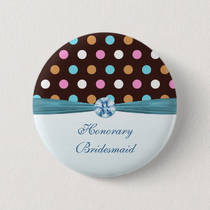 Macaron Rond 5 Cm Demoiselle d'honneur honorifique rose, bleue,