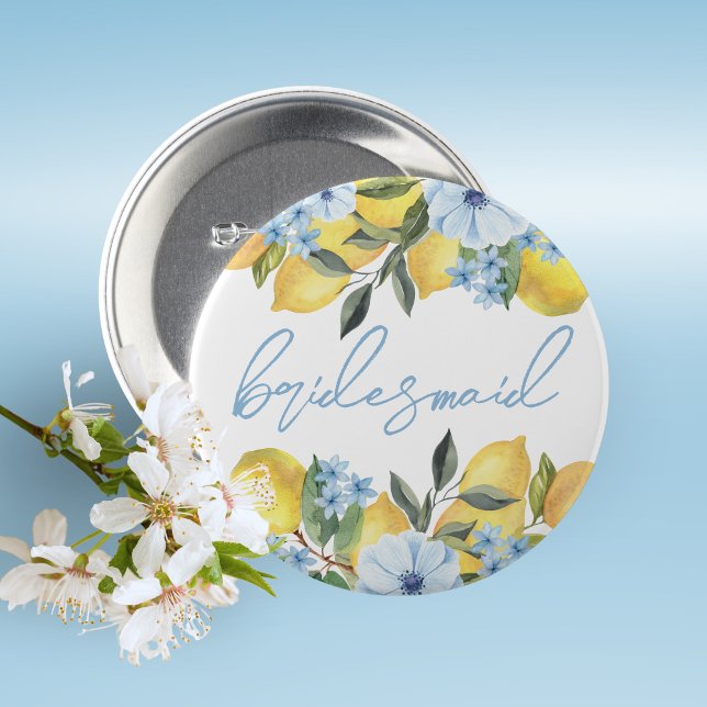Macaron Rond 5 Cm Demoiselle d'honneur Lemon Baptême de Mariée Éping (Lemon Bridal Shower Pin on Buttons for Your Special Guests of Honor Such as Grandma's, Mom's & More)