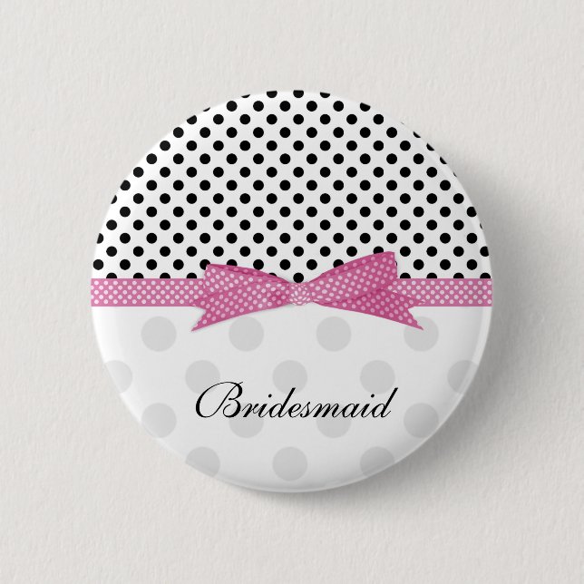 Macaron Rond 5 Cm Demoiselle d'honneur noire, blanche, rose de (Devant)