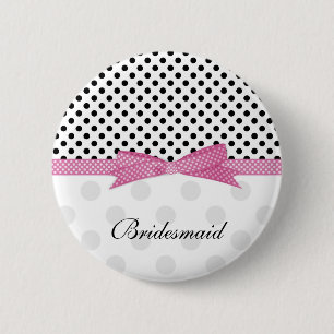 Macaron Rond 5 Cm Demoiselle d'honneur noire, blanche, rose de