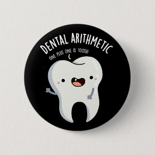 Macaron Rond 5 Cm Dental Arithmétique Funny Dot Pun Dark BG