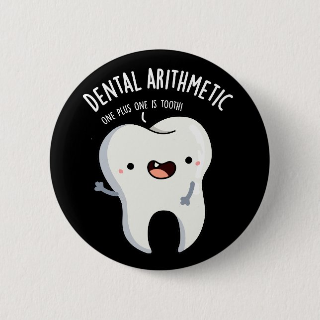 Macaron Rond 5 Cm Dental Arithmétique Funny Dot Pun Dark BG (Devant)