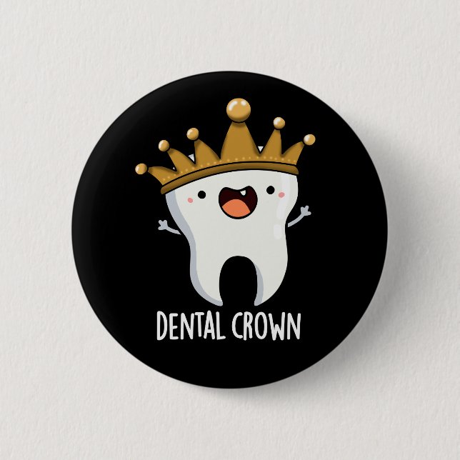 Macaron Rond 5 Cm Dental Crown Funny Dot Pun Dark BG (Devant)