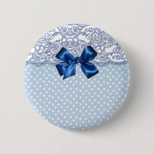 Macaron Rond 5 Cm Dentelle élégante et pois mignon