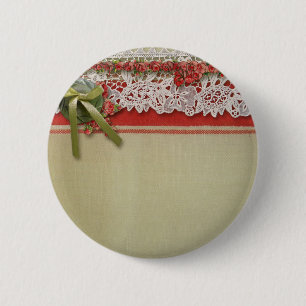 Macaron Rond 5 Cm Dentelle Rose Antique Rouge Rustique Burlap Victor