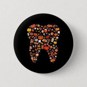 Macaron Rond 5 Cm Dents de dents Happy Fall Y'all Dental Dentist Mer