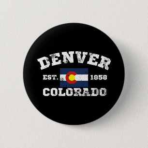 Macaron Rond 5 Cm Denver Colorado Retro Vintage
