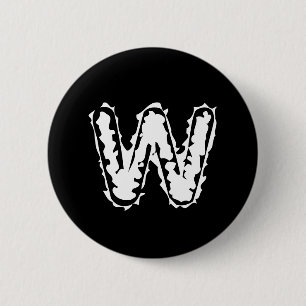 Macaron Rond 5 Cm Déplaisant Monogramme blanc sur noir