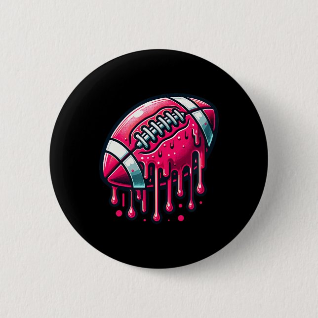 Macaron Rond 5 Cm Dérive de football rose (Devant)