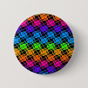 Macaron Rond 5 Cm Dernier Edgy Colorful À damiers Rainbow Motif