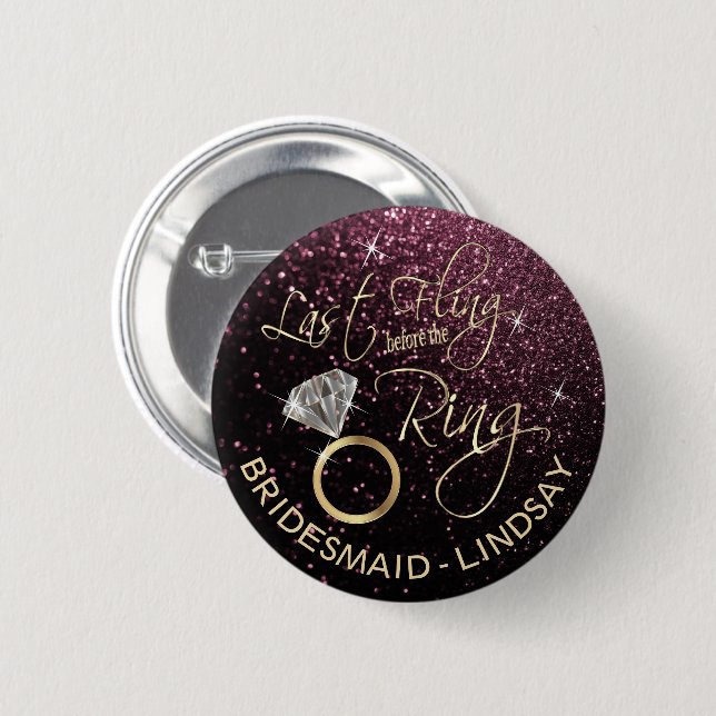 Macaron Rond 5 Cm Dernier Fling Bachelorette Party Rose Gold (Devant & derrière)