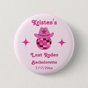 Macaron Rond 5 Cm Dernier Rodéo Pink Disco Cowgirl Enterrement de Vi