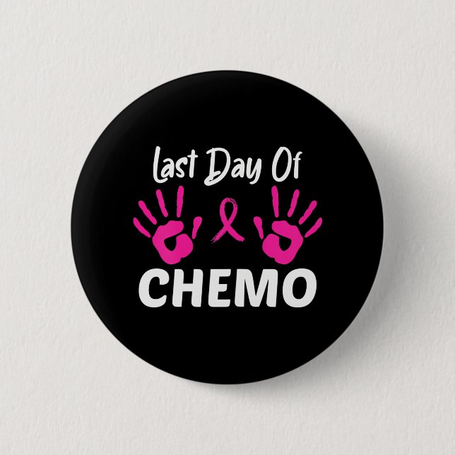 Macaron Rond 5 Cm Dernière journée de Chemo empreinte digitale Cance (Devant)