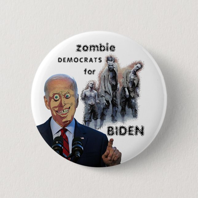 Macaron Rond 5 Cm des démocrates zombies pour Biden (Devant)