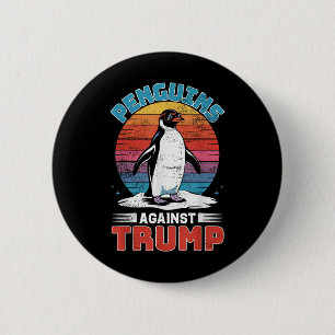 Macaron Rond 5 Cm Des pingouins contre Trump Des Pingouins Flippers