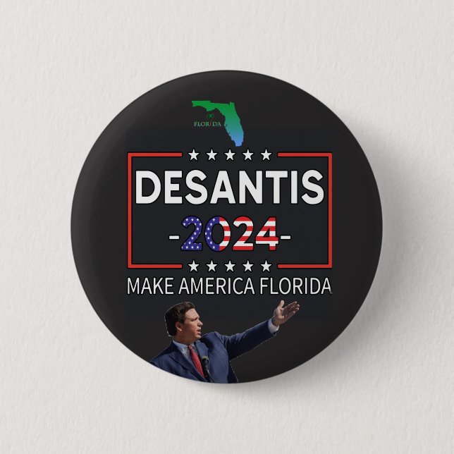 Macaron Rond 5 Cm DeSantis pour le Président 2024 (Devant)