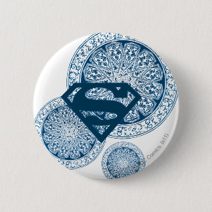 Macaron Rond 5 Cm Design circulaire bleu supergirl